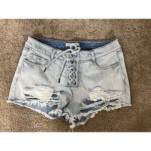 Refugee Cut Off Short Shorts Denim Tie Front Size 8